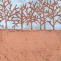 Enamel on Panel, bare trees 