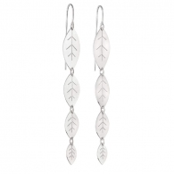 Earrings -  Long silver leaf 